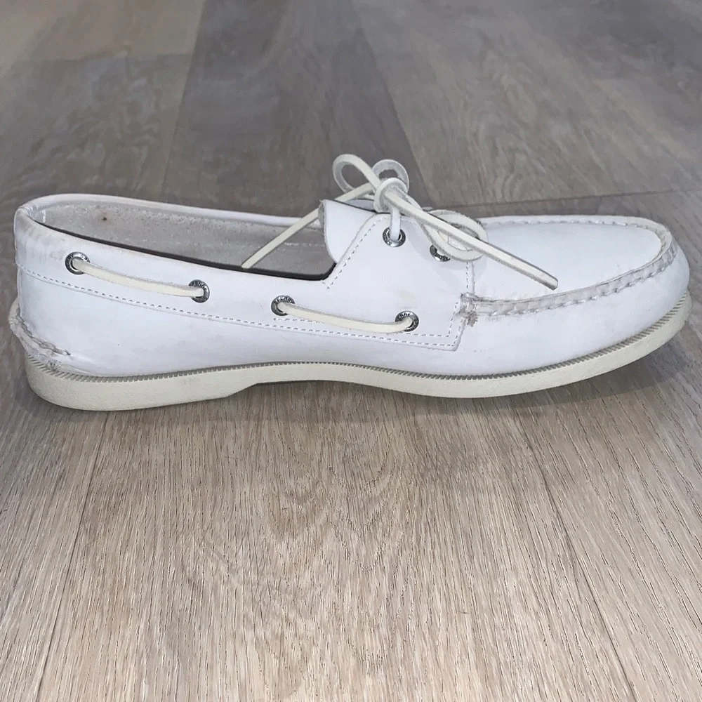Sperry Top Sider Leather Non-Marking Boat Shoes Off White Size 12 Wide